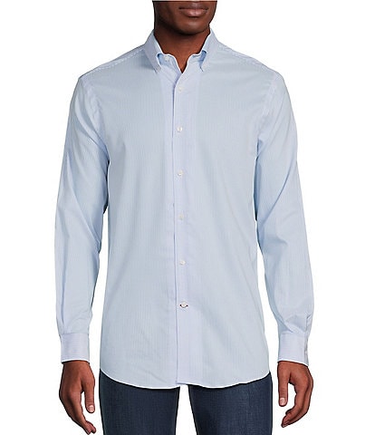 Cremieux Blue Label Stripes Of St. Tropez Collection Albini Stripe Long Sleeve Woven Shirt