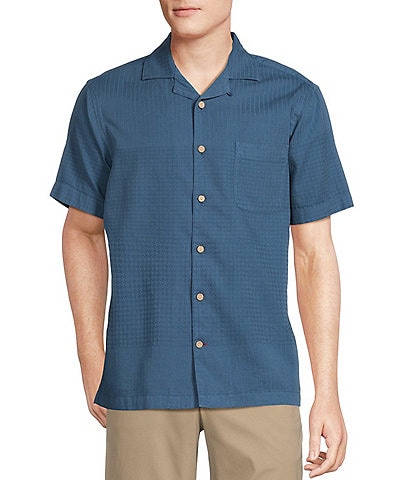Cremieux Blue Label Tahiti Collection Garment Dyed Cotton Dobby Short Sleeve Woven Camp Shirt