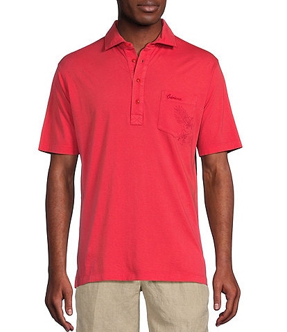 Cremieux Blue Label Tahiti Collection Garment Dyed Embroidered Pocket Short Sleeve Polo Shirt