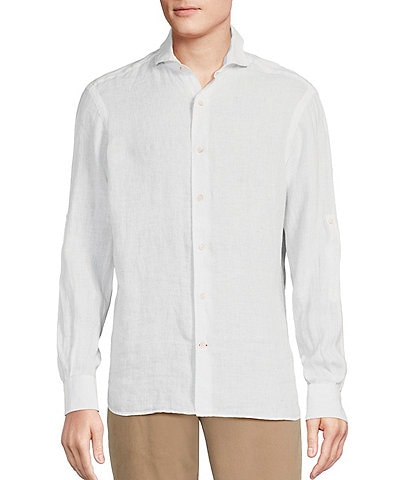 Cremieux Blue Label Tahiti Collection Pineapple Jacquard Flax Linen Long Sleeve Woven Shirt