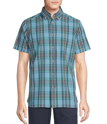 Cremieux Blue Label Tahiti Collection Plaid Cotton Poplin Short Sleeve Woven Shirt
