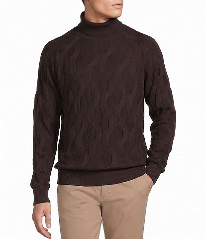 Cremieux Blue Label Tailor's Mark Collection Solid Cable Knit Turtleneck Sweater