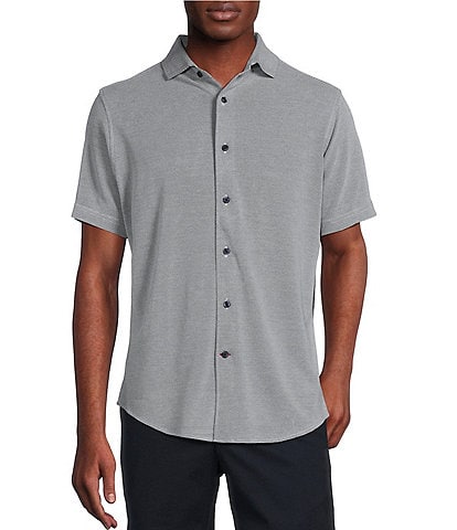 Cremieux Blue Label Textured Jacquard Short Sleeve Coatfront Shirt