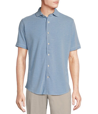 Cremieux Blue Label Textured Jacquard Short Sleeve Coatfront Shirt