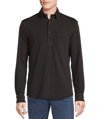 Cremieux Blue Label The Gamekeeper Collection Garment-Dyed Popover Long Sleeve Terry Polo Shirt