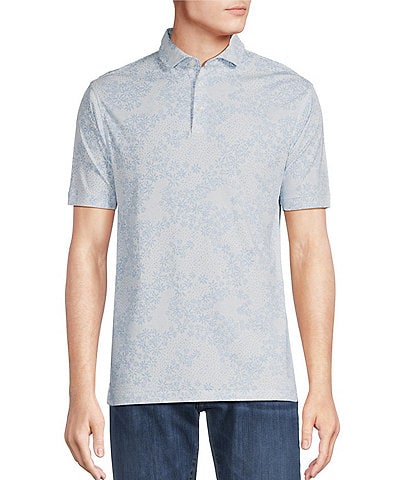 Cremieux Blue Label Tonal Floral Printed Short Sleeve Polo Shirt