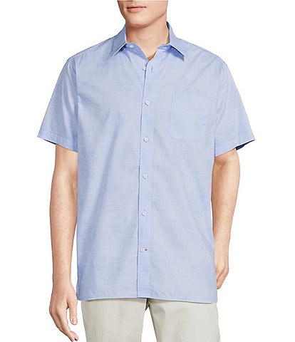 Cremieux Blue Label Tonal Palm Leaf Short Sleeve Woven Shirt