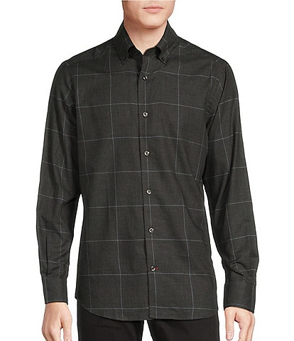 Cremieux Blue Label Tribeca Collection Glen Plaid Cotton-Twill Long Sleeve Woven Shirt