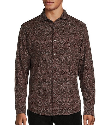 Cremieux Blue Label Tribeca Collection Printed Long Sleeve Jersey Coatfront Shirt