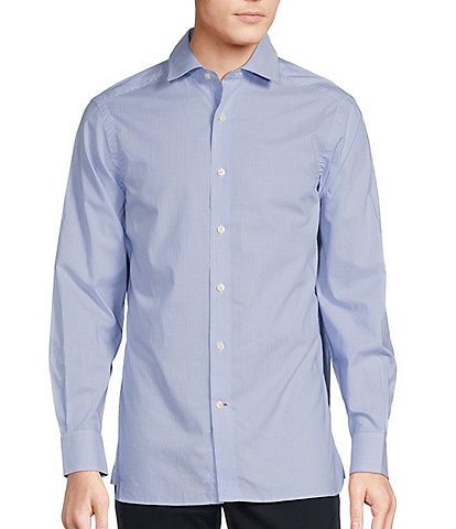 Cremieux Blue Label Tribeca Collection Textured Striped Cotton Twill Long Sleeve Woven Shirt