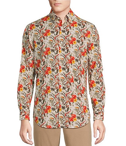 Cremieux Blue Label Tropical Floral Poplin Long Sleeve Woven Shirt