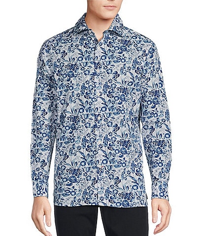 Cremieux Blue Label Tropical Floral Poplin Long Sleeve Woven Shirt
