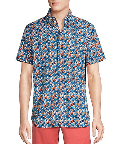 Cremieux Blue Label Tropical Floral Poplin Short-Sleeve Woven Shirt