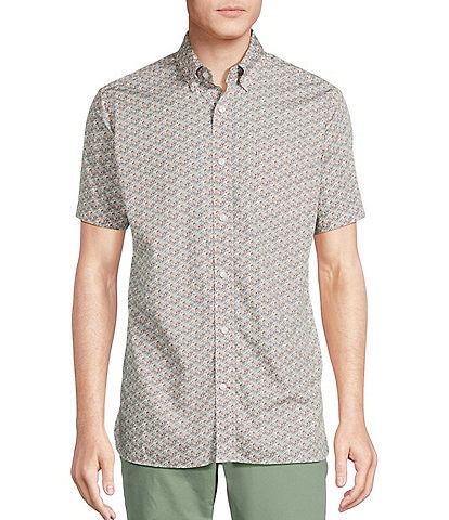 Cremieux Blue Label Tropical Floral Print Short Sleeve Woven Shirt