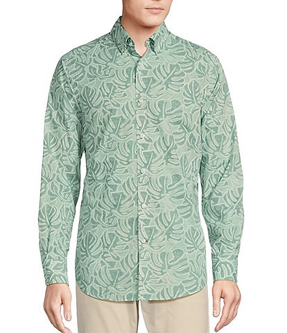 Cremieux Blue Label Tropical Palms Poplin Long Sleeve Woven Shirt
