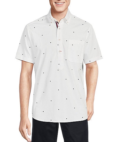 Cremieux Blue Label United In Cremieux Collection Embroidered Star Cotton-Twill Popover Short-Sleeve Woven Shirt