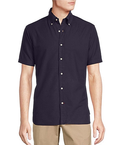 Cremieux Blue Label Washed Down Collection Solid Oxford Short Sleeve Woven Shirt