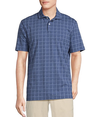 Cremieux Blue Label Windowpane Classic Fit Jersey Short Sleeve Polo Shirt