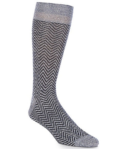 Cremieux Chevron Pattern Linen-Blend Crew Dress Socks