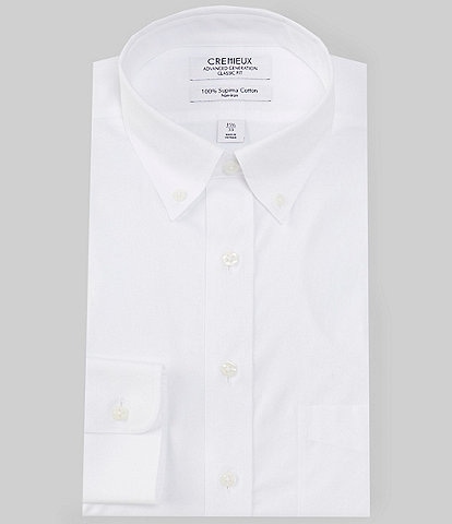 Cremieux Classic Fit Non-Iron Button Down Collar Solid Pinpoint Dress Shirt