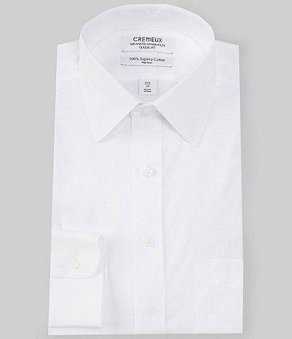 Cremieux Classic Fit Non-Iron Point Collar Solid Pinpoint Dress Shirt