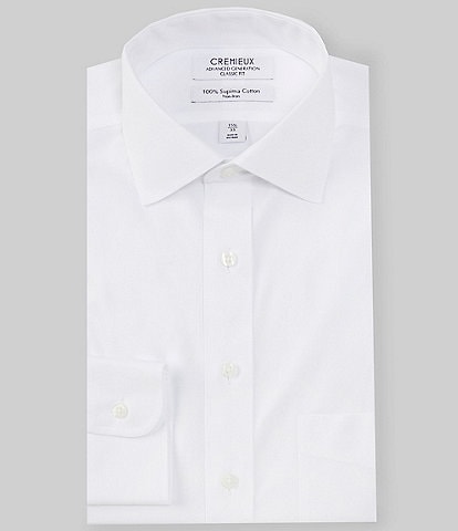 Cremieux Classic Fit Non-Iron Spread Collar Solid Pinpoint Dress Shirt