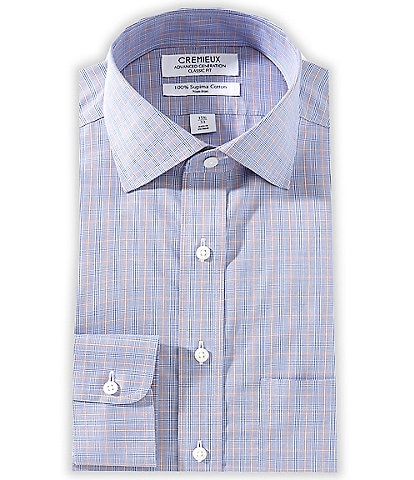 Cremieux Classic Fit Non-Iron Spread Collar Checked Twill Dress Shirt