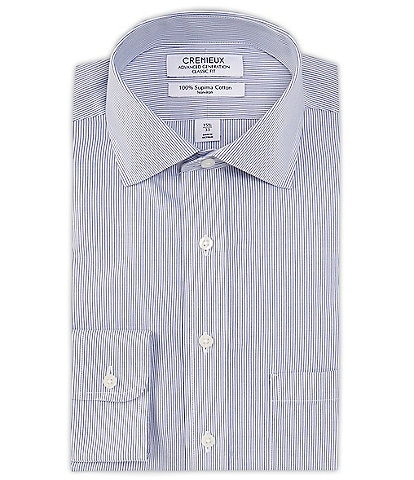 Cremieux Classic Fit Non-Iron Spread Collar Fine Line Stripe Twill Dress Shirt