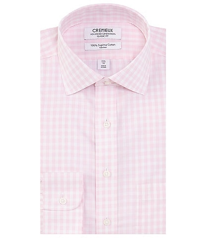 Cremieux Classic Fit Non-Iron Spread Collar Gingham Check Dress Shirt