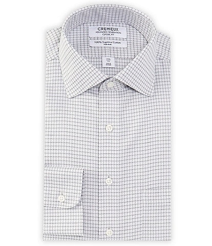 Cremieux Classic Fit Non-Iron Spread Collar Grid Pattern Dress Shirt