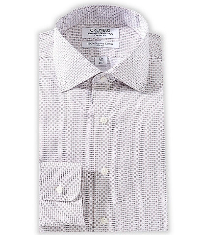 Cremieux Classic Fit Non-Iron Spread Collar Printed Twill Dress Shirt