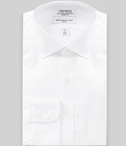 Cremieux Classic Fit Non-Iron Spread Collar Solid Stripe Twill Dress Shirt