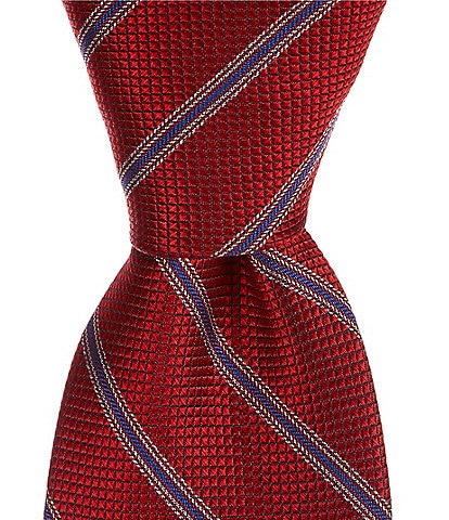 Cremieux Classic Stripe Printed 3 1/4#double; Silk Tie