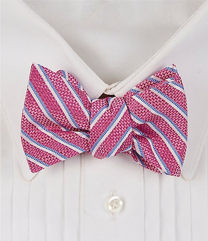 Cremieux Contrast Double Stripe Woven Silk Bow Tie