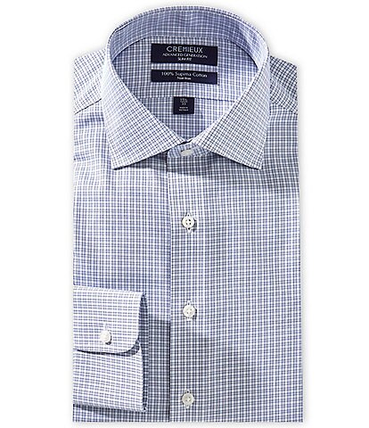 Cremieux Crosby Slim Fit Spread Collar Grid Pattern Twill Dress Shirt