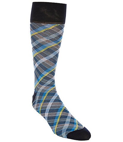 Cremieux Diagonal Plaid Crew Dress Socks