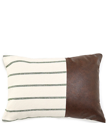 Cremieux Faux Leather & Stripe Lumbar Pillow