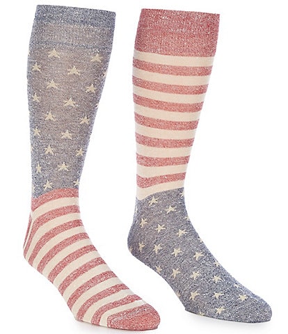 Cremieux Flag Mix-Up Americana Linen-Blend Crew Dress Socks