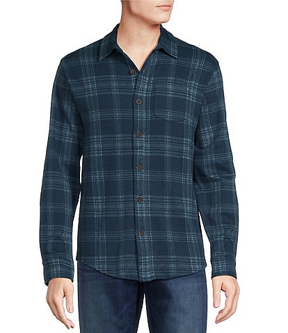Cremieux Herbisse Jaquard Plaid Coatfront Knit Long Sleeve Woven Shirt