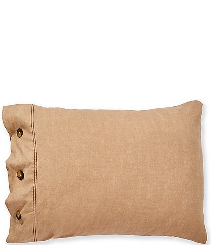 Cremieux Khaki Cotton Button Accent Sham