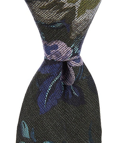 Cremieux Large Flower Print 3#double; Silk Blend Tie