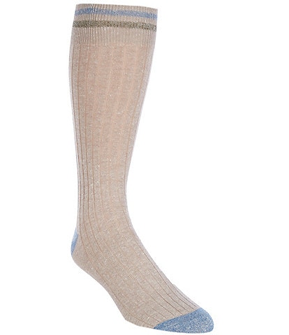 Cremieux Linen-Blend Heel/Toe Crew Dress Socks