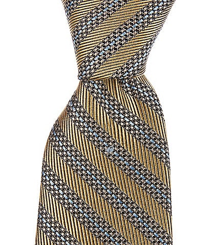 Cremieux Linked Stripe 3#double; Woven Silk Tie