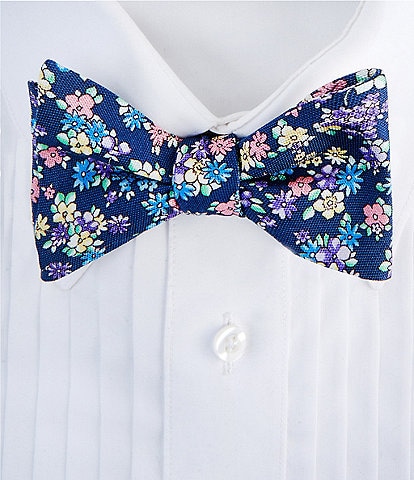 Cremieux Mini Flower Print Woven Silk Blend Bow Tie