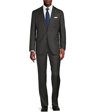 Cremieux Modern Fit Flat Front Sharkskin Print 2-Piece Suit
