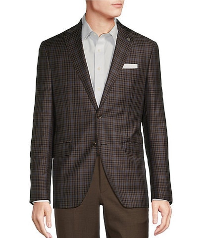 Cremieux Modern Fit Multi Dark Plaid Pattern Sport Coat