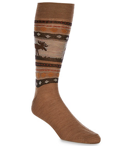 Cremieux Moose Pattern Crew Dress Socks