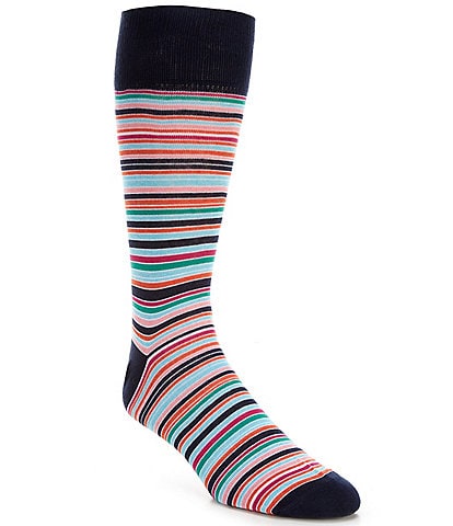 Cremieux Multi-Stripe Pattern Crew Dress Socks