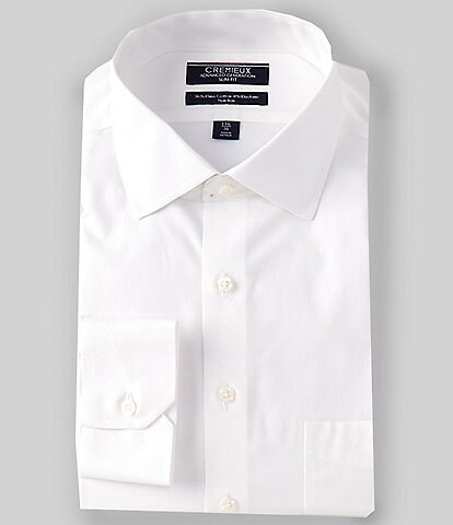 Cremieux Non-Iron Slim-Fit With Stretch Spread Collar White Dress Shirt
