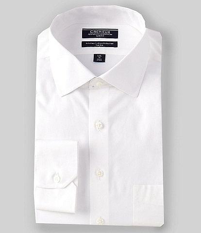 Cremieux Non-Iron Slim-Fit With Stretch Spread Collar White Dress Shirt